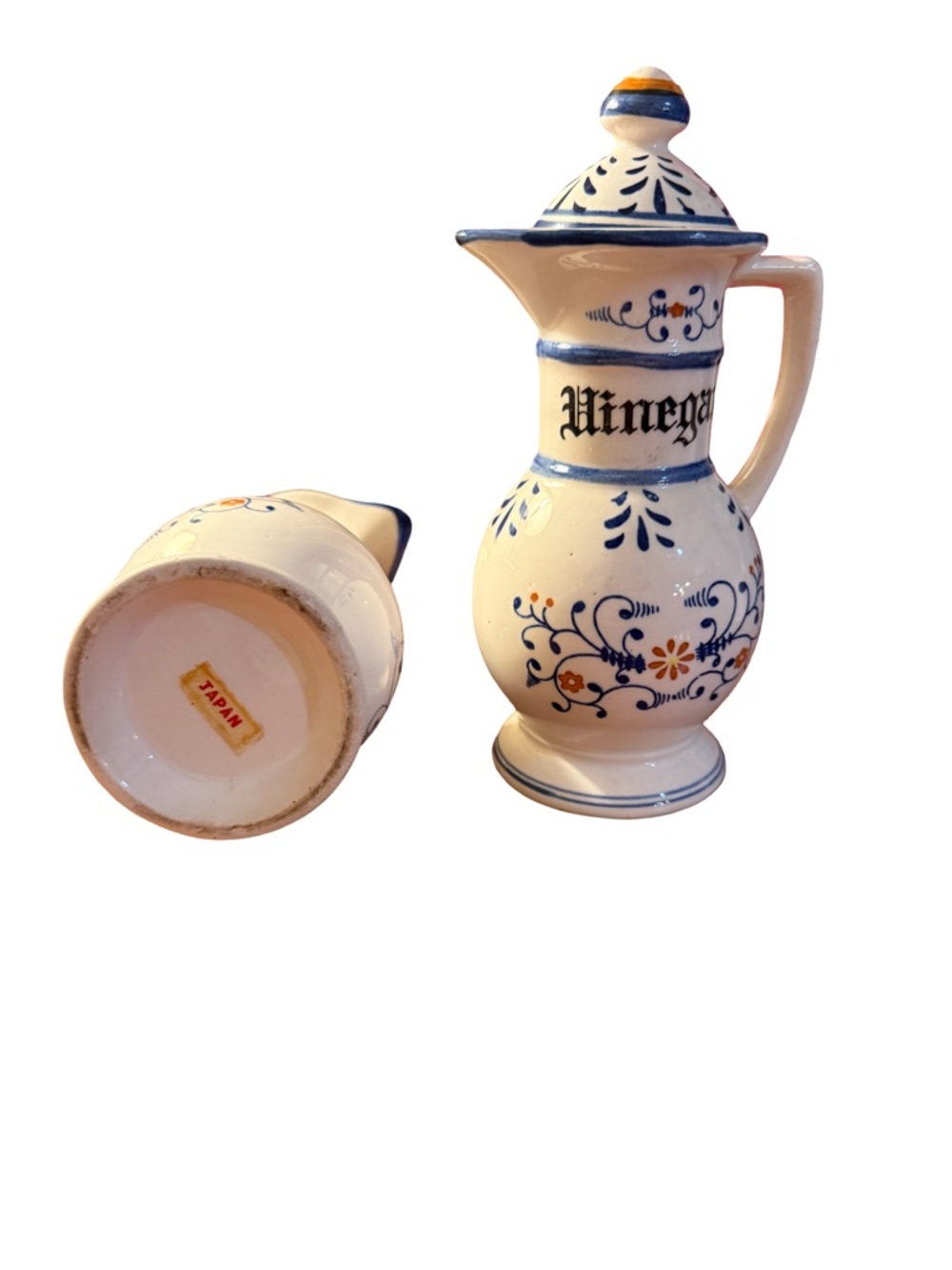 Vintage Hand-Painted Royal Sealy Oil & Vinegar Ceramic Cruet Set - Picture 3 of 4